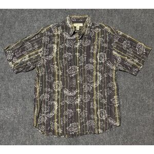 Vintage Tommy Bahama Shirt Men Medium Short Sleeve Button Up Striped‎ Floral